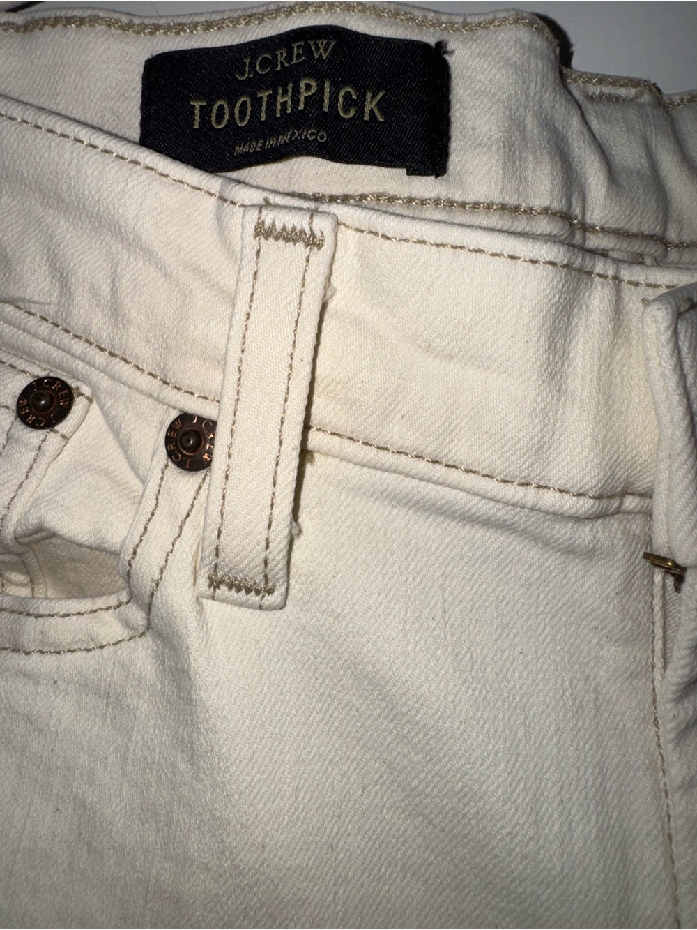 J.Crew Toothpick Skinny Jeans Ivory Off White Mid Rise Stretch Denim Size 28 - Picture 5 of 5